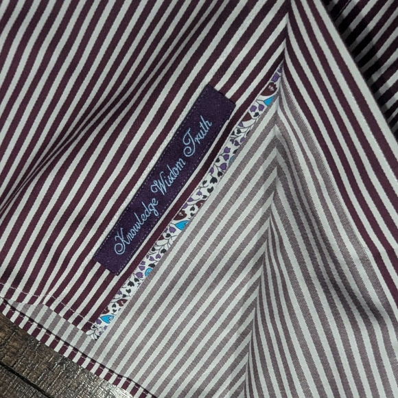Robert Graham Luther Dress Shirt Men XL Burgundy Stripe Button Long Sleeve NWT - Picture 7 of 16